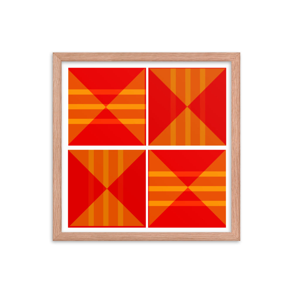 Red Geometric Framed Poster
