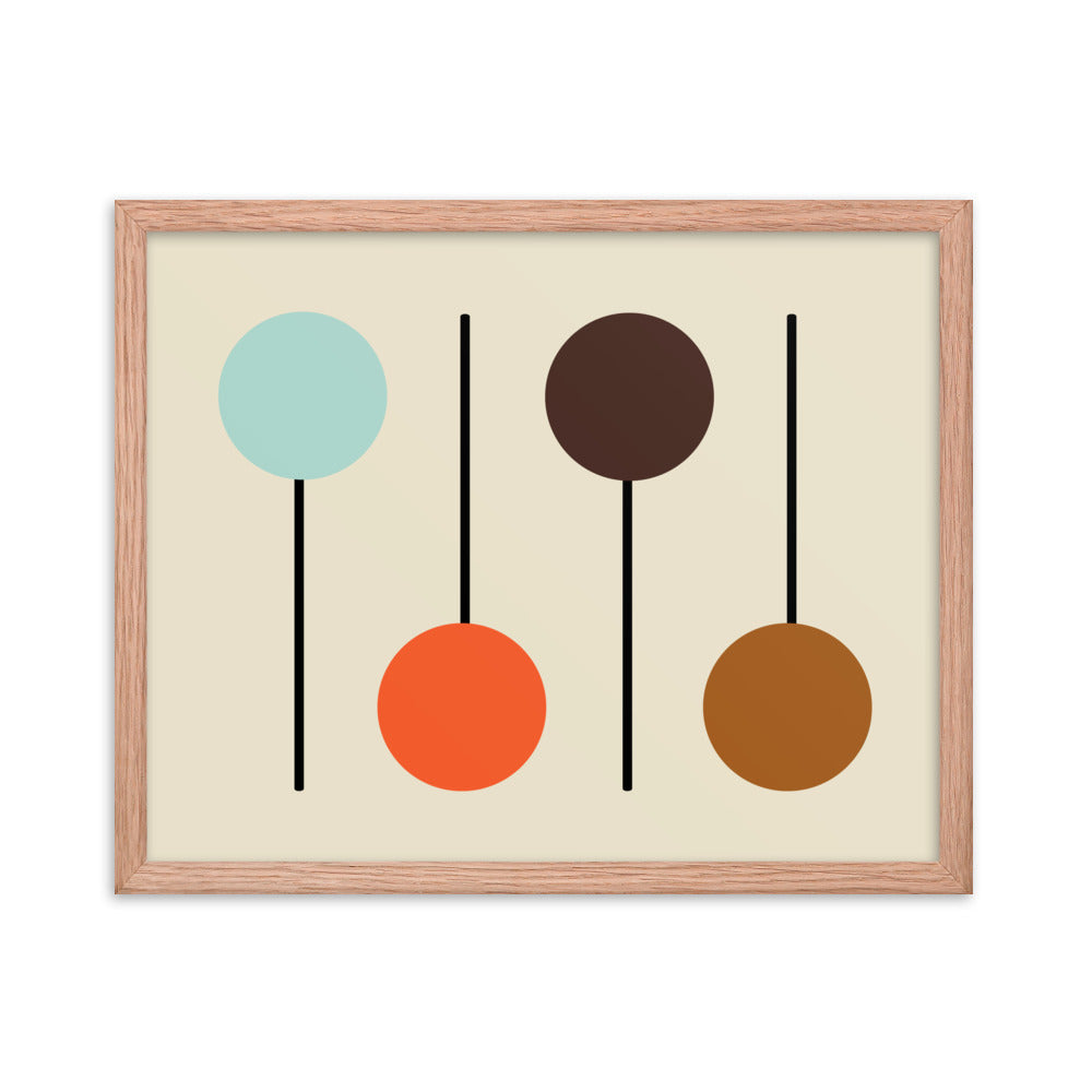 Mid Century Modern horizontal framed poster. Atomic Cat Collection.