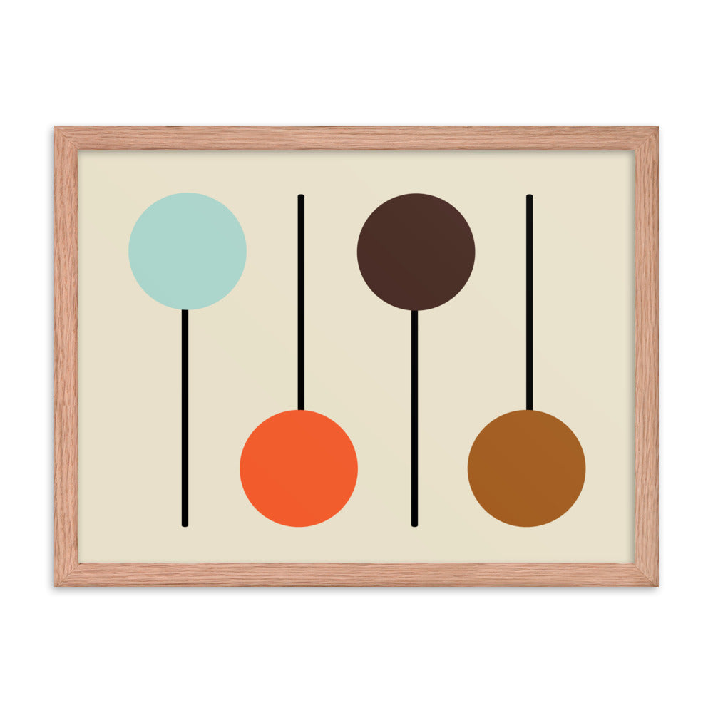 Mid Century Modern horizontal framed poster. Atomic Cat Collection.