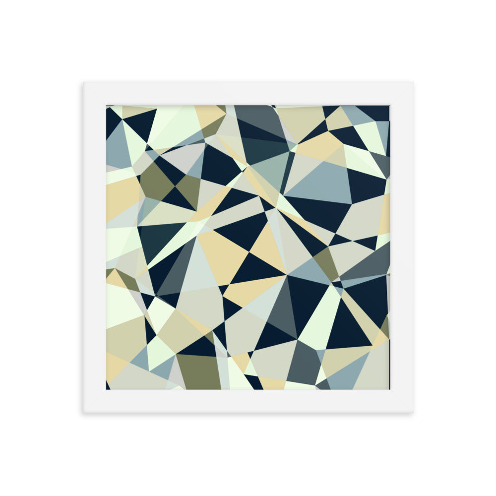 Blue geometric framed poster