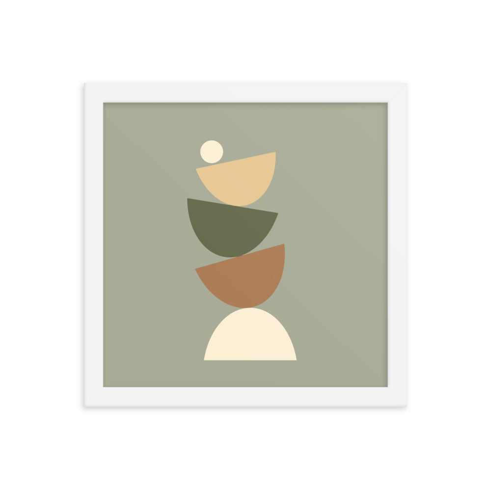 Earth toned "Balanced" Framed Poster. Earth Tones Collection.