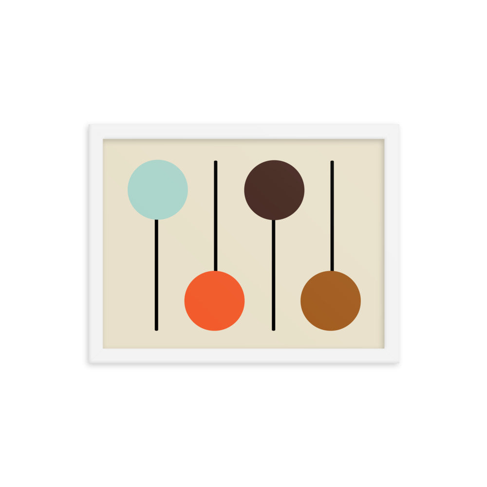 Mid Century Modern horizontal framed poster. Atomic Cat Collection.