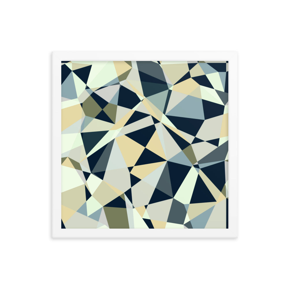 Blue geometric framed poster