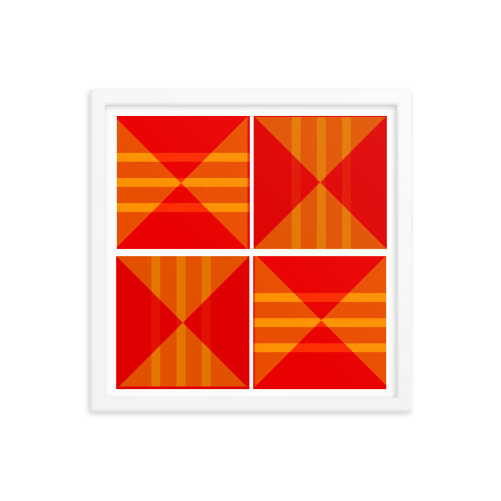 Red Geometric Framed Poster