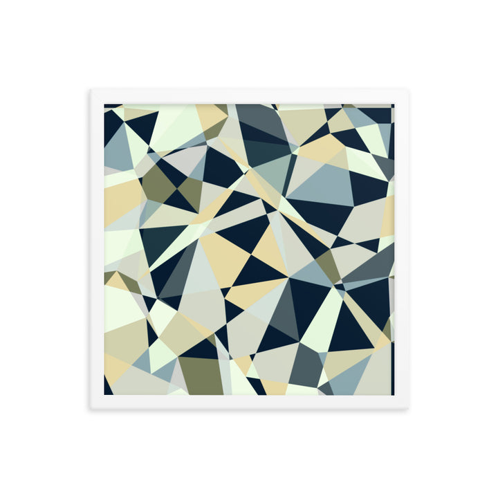 Blue geometric framed poster