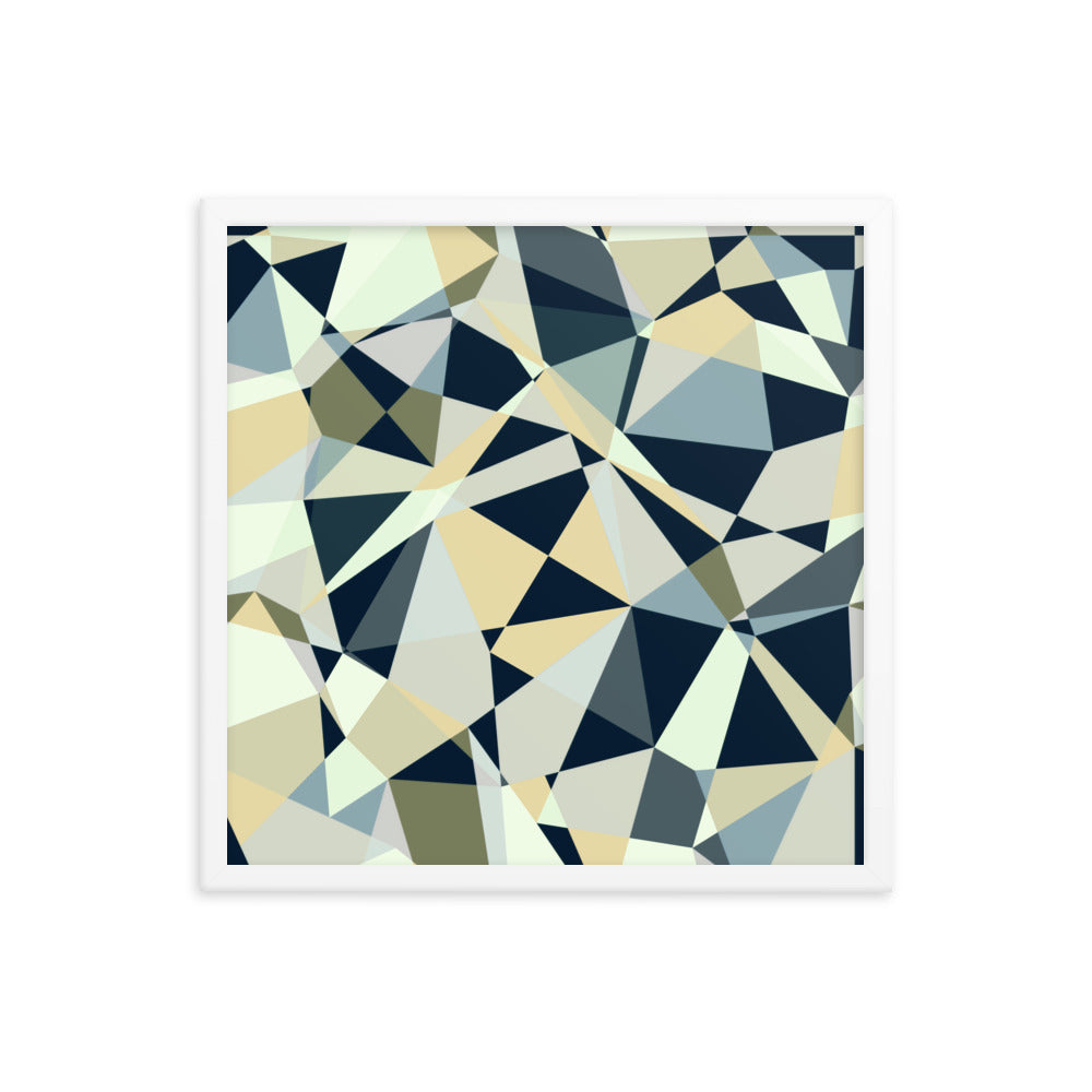 Blue geometric framed poster