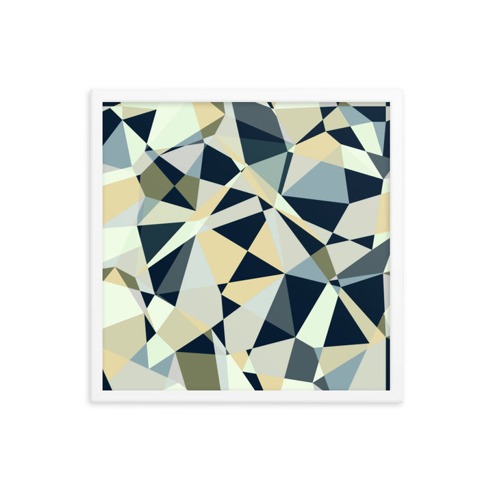 Blue geometric framed poster