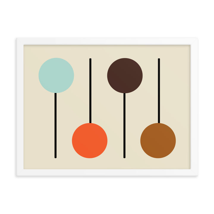 Mid Century Modern horizontal framed poster. Atomic Cat Collection.