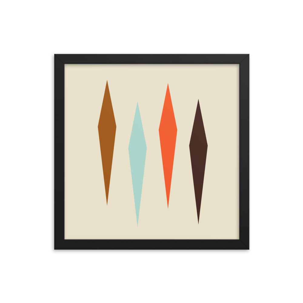 Minimalist black framed 14 x 14 poster.  Part of the atomic cat collection.