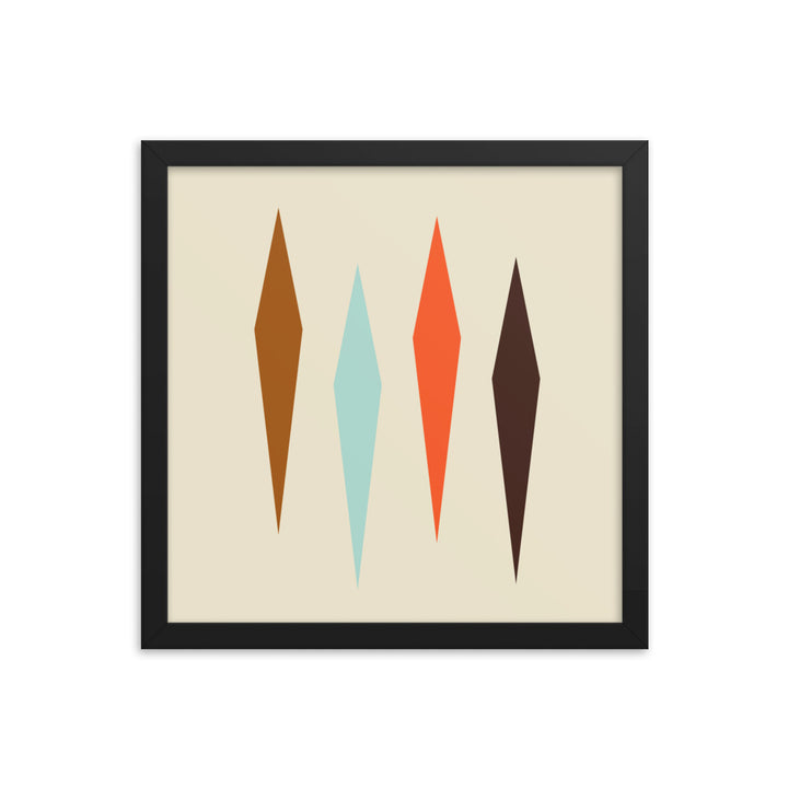Minimalist black framed 14 x 14 poster.  Part of the atomic cat collection.