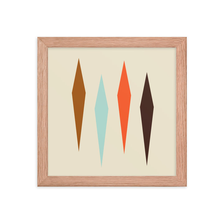 Minimalist red oak framed 10 x 10 poster.  Part of the atomic cat collection.