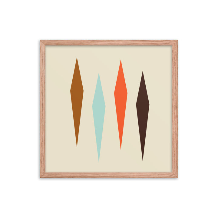 Minimalist red oak framed 18 x 18 poster.  Part of the atomic cat collection.