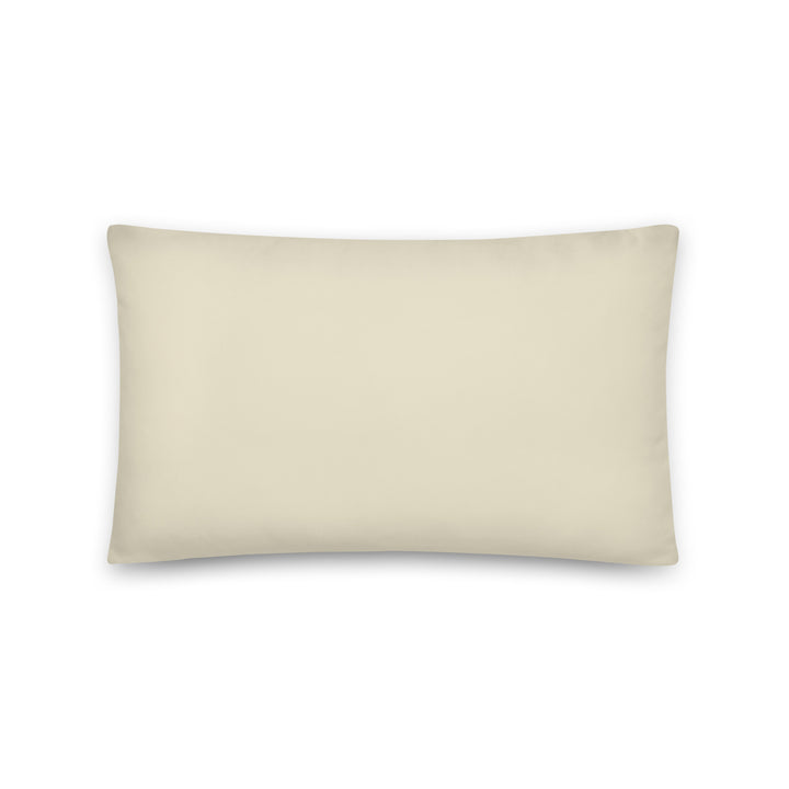 Solid beige lumbar throw pillow.  Back view. Part of the atomic cat collection.