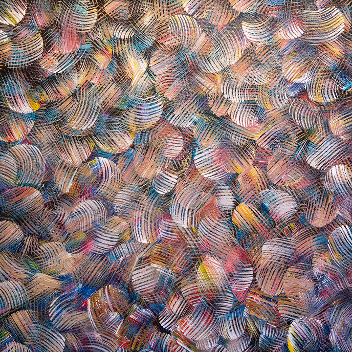 Colorful Dance original abstract painting close up.