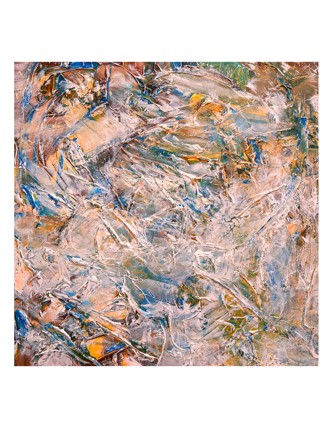 Colors in the mist abstract painting on white background