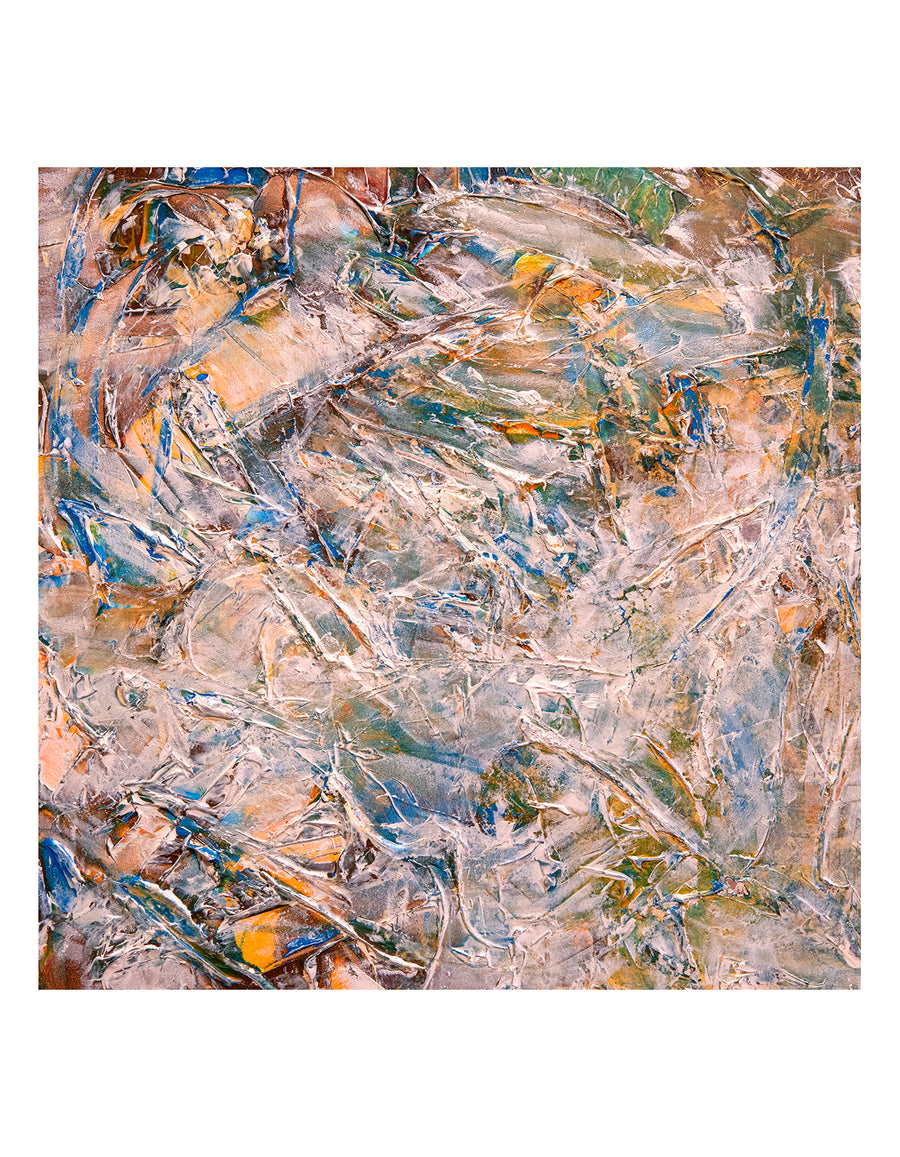 Colors in the mist abstract painting on white background