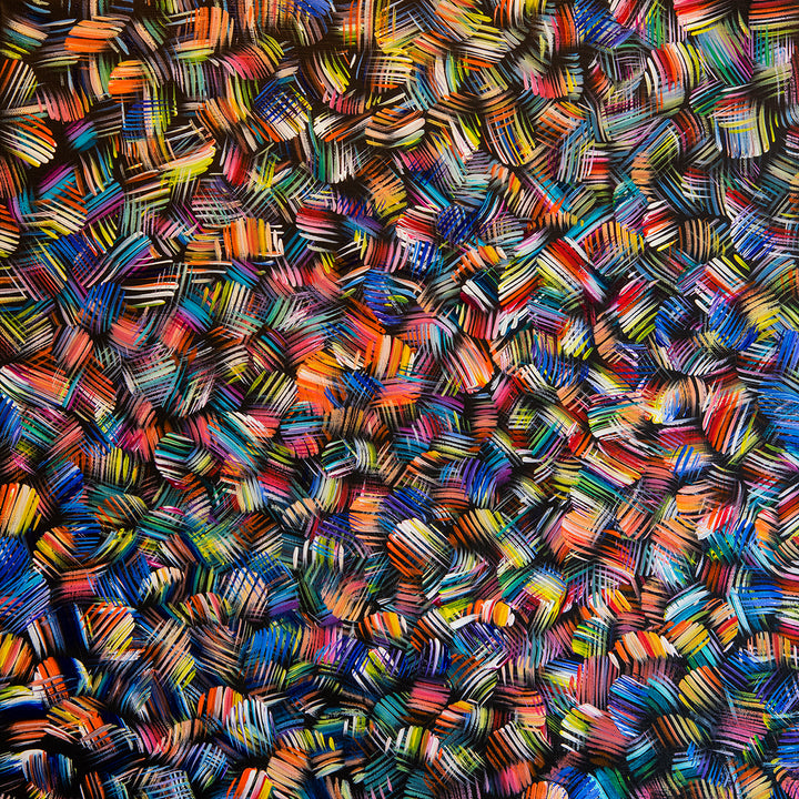 Whirling Rainbows original abstract painting close up
