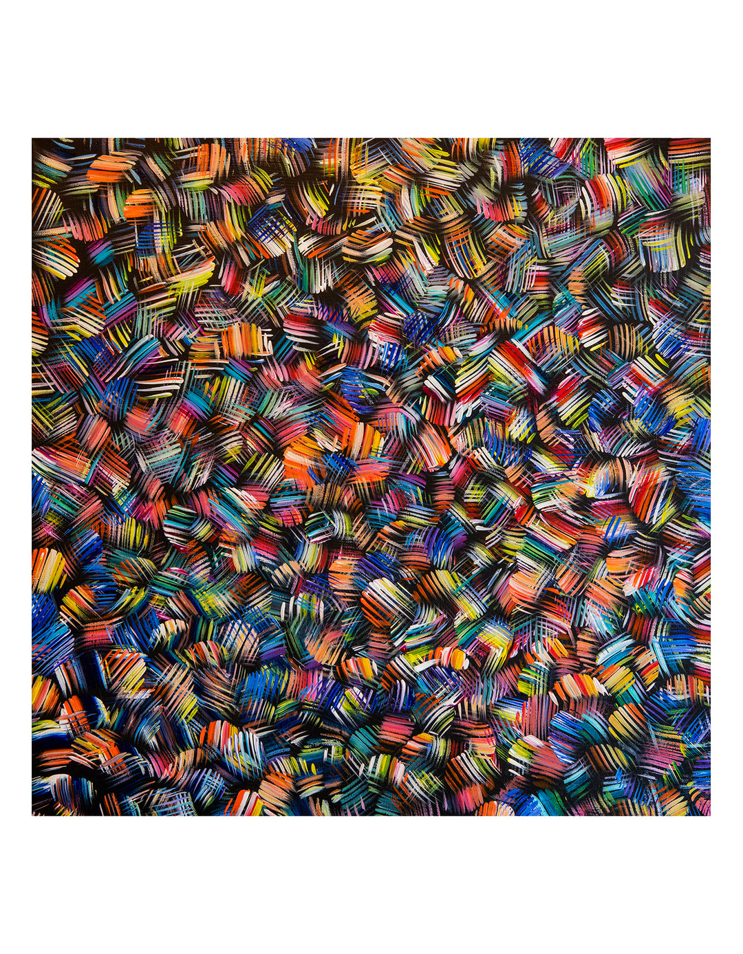 Whirling Rainbows original abstract painting on white background.