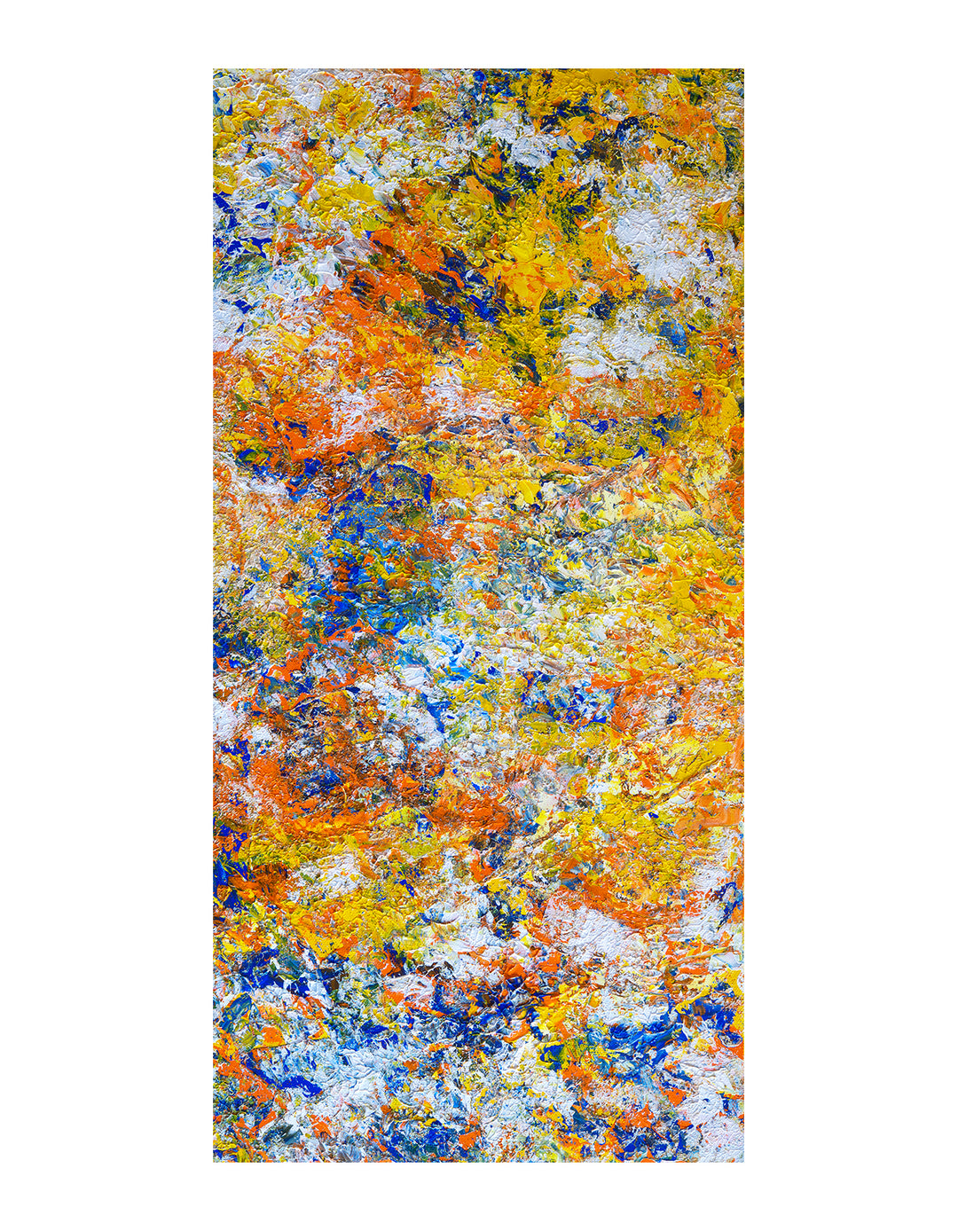 Yellow Tango original abstract painting on white background.