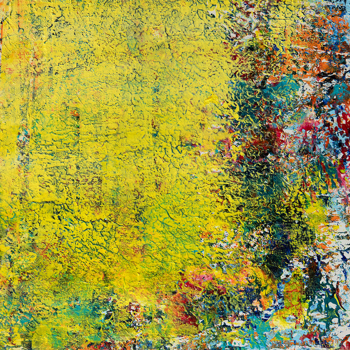 Leaving chaos colorful abstract painting close up