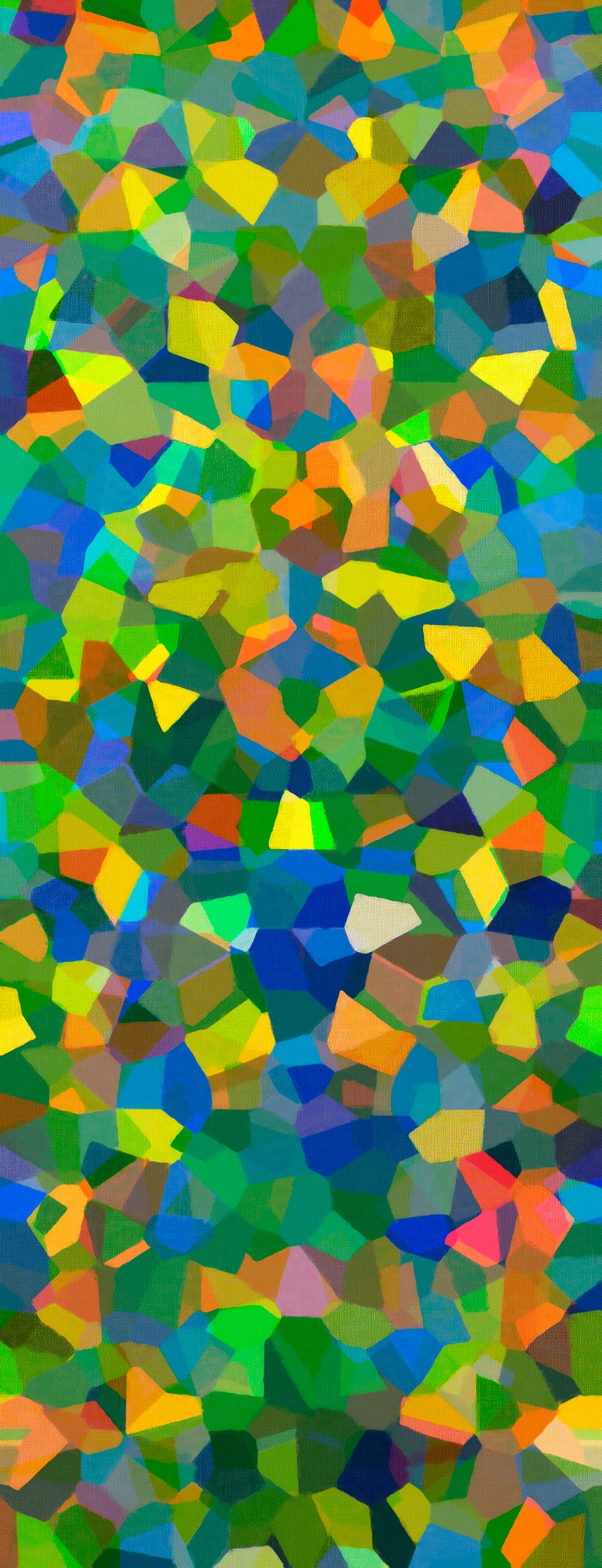 Patchwork leaves colorful abstract painting close up